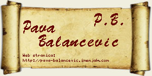Pava Balančević vizit kartica
